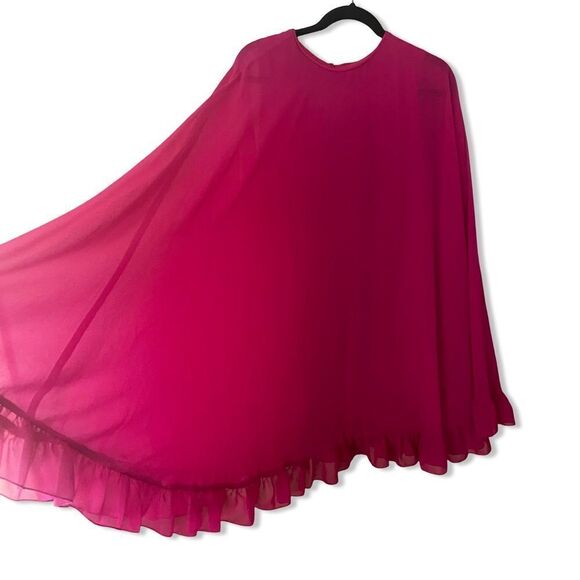 Mac Duggal High Neck Ruffle Hem Cape Mini Dress #55407 fuschia party wedding 10 - Picture 8 of 14